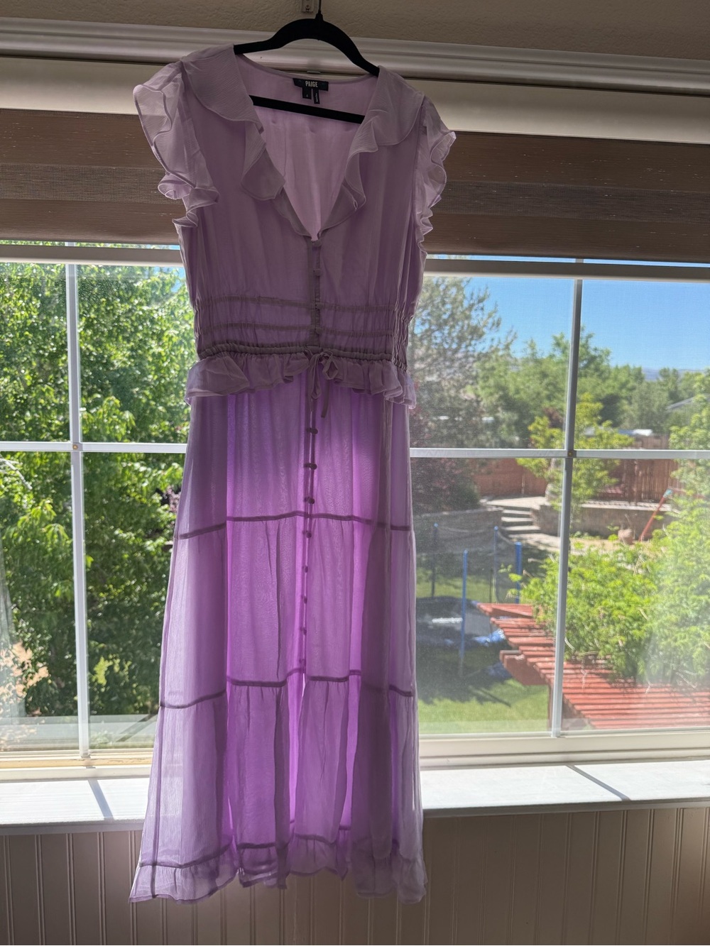 PAIGE Paradis Silk Midi Dress in Bright Flower Size 4 - Picture 3 of 7